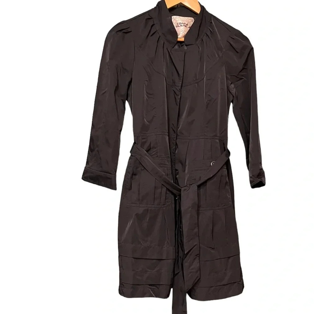 🖤 Costa Blanca Black Snap-Up Coat | Size Small | Elegant & Flattering 🖤